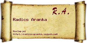 Radics Aranka névjegykártya