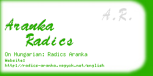 aranka radics business card